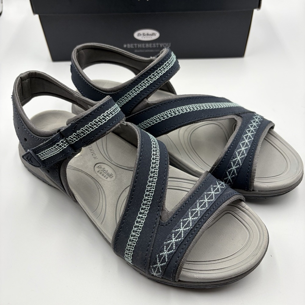 Dr. Scholl's Women's Dynamite Navy -10 Sandal 7.5 Gel‎ Leather Upper Top - Picture 3 of 8